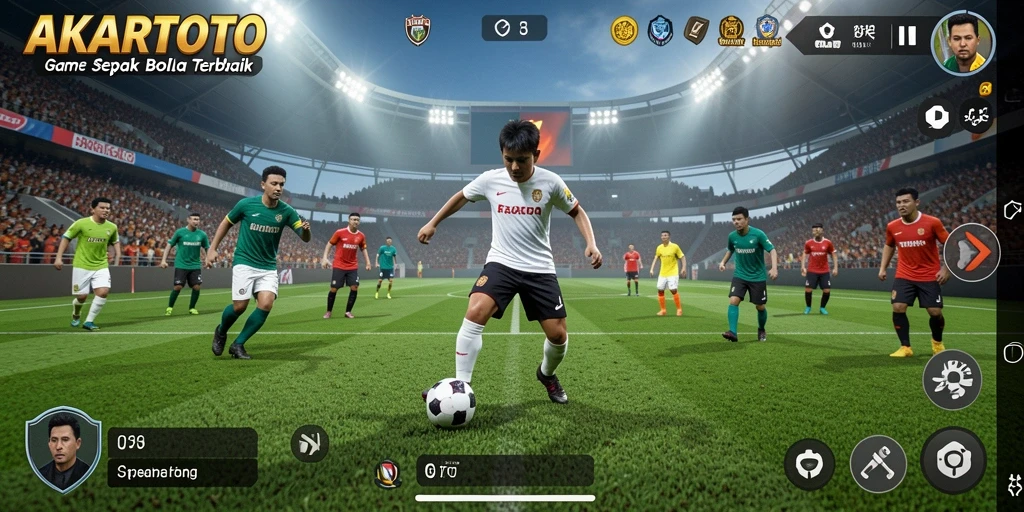 Screenshot AKARTOTO menampilkan laga sepak bola yang mendebarkan dan seru.