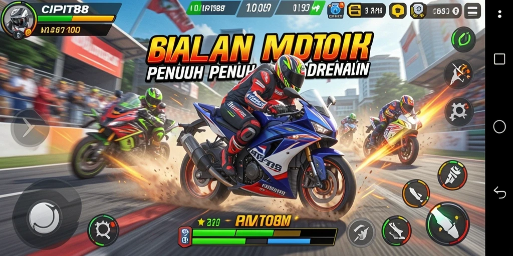 Tampilan gameplay <strong>CIPIT88</strong> yang mendebarkan saat balapan motor.