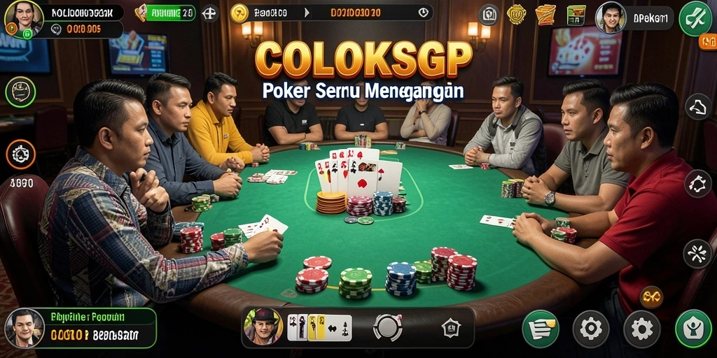Tampilan utama COLOKSGP dengan gameplay Poker yang menegangkan.