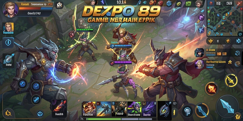 Tangkapan layar gameplay DEPO89 menampilkan pertempuran seru antar hero.
