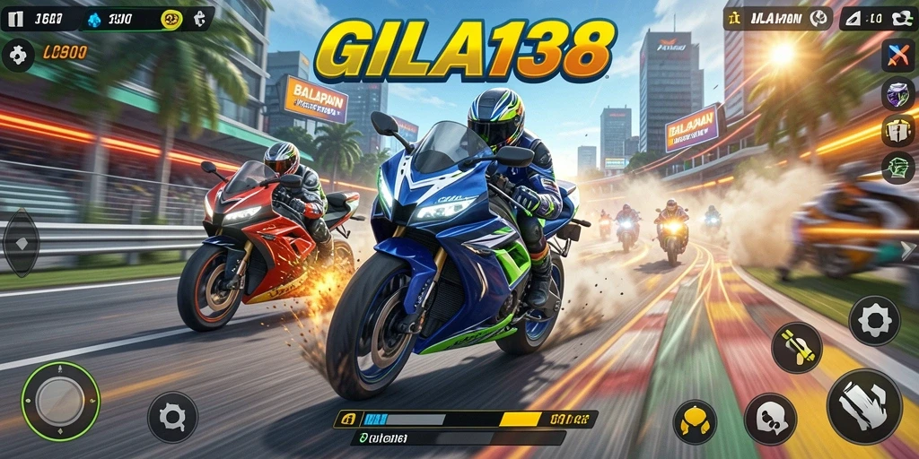 Tampilan gameplay GILA138 dengan balapan motor yang seru.