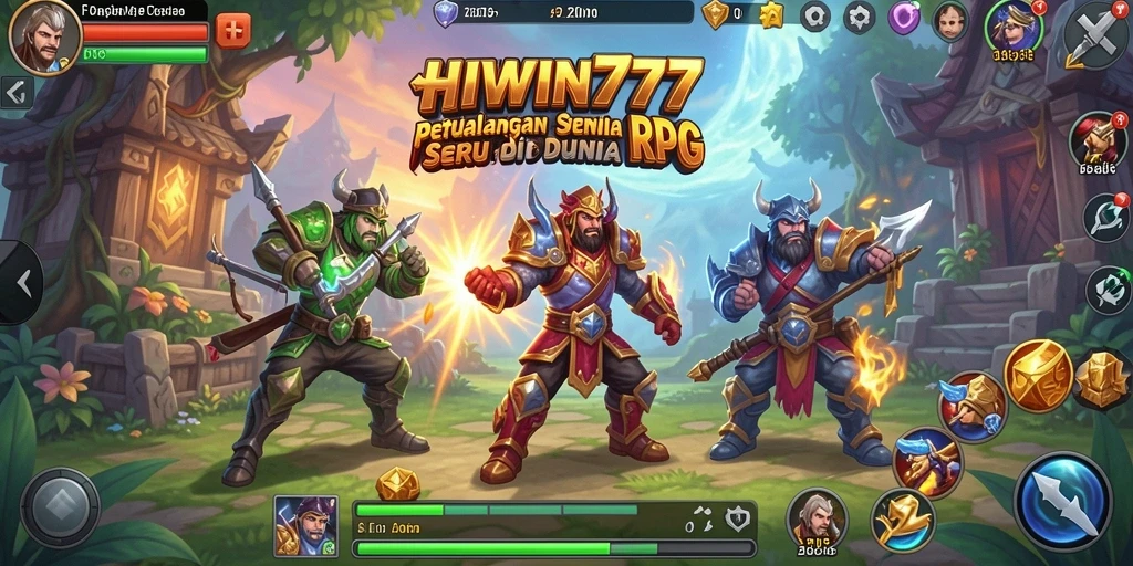 Tampilan gameplay menegangkan dari HIWIN777 dengan aksi RPG yang seru.