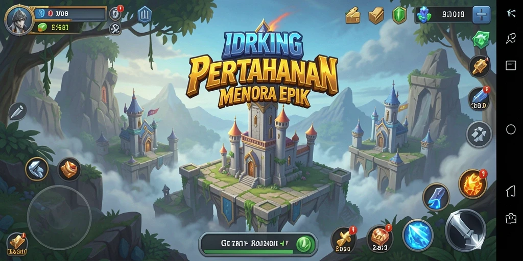 Screenshot gameplay Tower Defense IDRKING yang menegangkan.