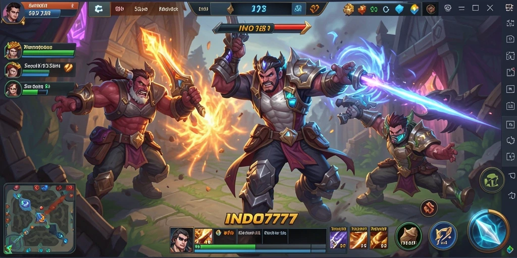 Gameplay seru dalam pertempuran MOBA yang mendebarkan.