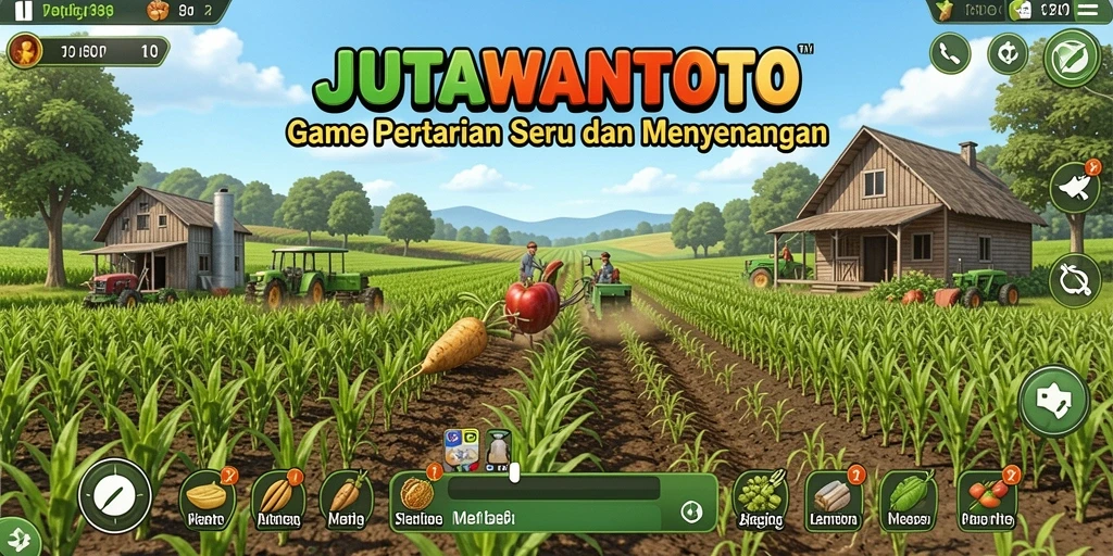 Tampilan gameplay menarik dalam JUTAWANTOTO saat bertani dan merawat hewan.