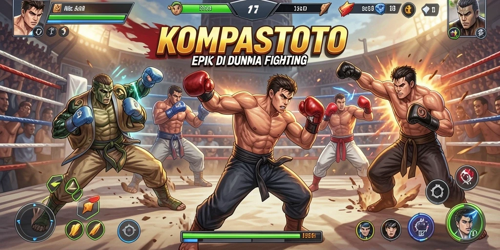 Screenshot KOMPASTOTO menampilkan karakter bertarung dengan aksi spektakuler.