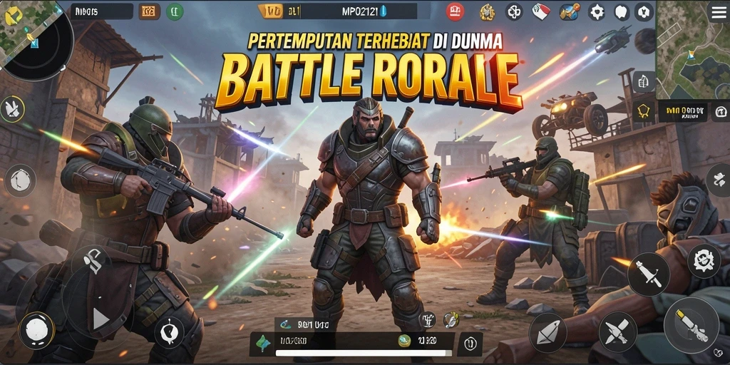 Screenshot menampilkan aksi mendebarkan Battle Royale di MPO2121.