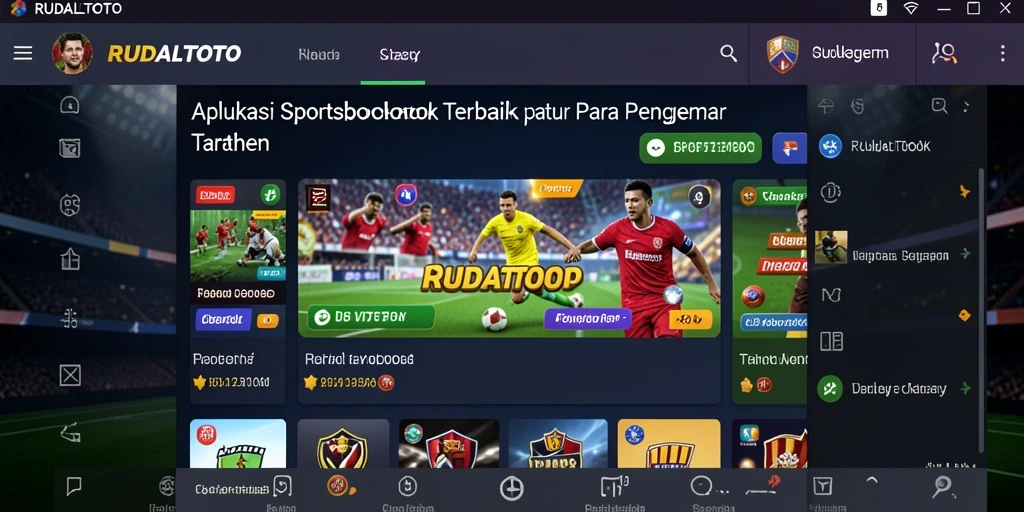 Tampilan utama RUDALTOTO dengan pilihan olahraga dan taruhan.
